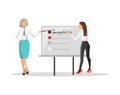 Business Train and Two Women Vector Illustration