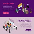Business Training or Coaching Service Banner Horizontal Set Isometric View. Vector Royalty Free Stock Photo