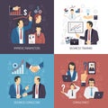 Business Training Concept 4 Flat Icons Royalty Free Stock Photo