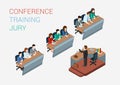 Business training court jury concept flat 3d web isometric