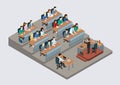 Business training education concept flat 3d web isometric