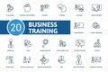 Business Training icon set. Collection contain occupation, potencial, speech, global progress, loan, teaching and over