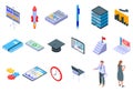 Business training icons set, isometric style Royalty Free Stock Photo