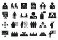 Business training icons set, simple style