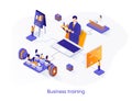Business training isometric web banner. Business coaching isometry concept. Career growth, skills development 3d scene, motivation Royalty Free Stock Photo
