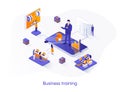 Business training isometric web banner. Professional education isometry concept. Career growth, skills development 3d scene, Royalty Free Stock Photo