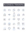 Business training line icons collection. Comedy, Deception, Romance, Misrule, Disguise, Illyria, Madness vector and Royalty Free Stock Photo