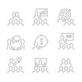 Business training line icons on white background