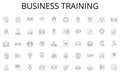 Business training line icons collection. Courier, Urban, Delivery, Fast, Reliable, Package, Transportation vector and