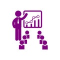 business training , teaching, learning, teacher , board , meet up, displayed, training purple icon