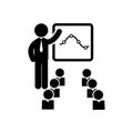 business training , teaching, learning, teacher , board , meet up, displayed, training black icon