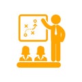 business training , teaching, learning, teacher , board , meet up, displayed, training orange icon