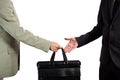 Business transfer. handover of a suitcase partners Royalty Free Stock Photo