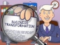 Business Transformation through Magnifying Glass. Doodle Design.