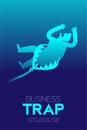 Business Trap Design vertical set, Businessman trapped c