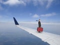 Business Travel Concept, Businessman Flying on Jet