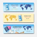 Business Travel Special Offer Set Of Template Horizontal Banners, Tourism Agency Seasonal Sale Posters Design Royalty Free Stock Photo