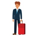 Business traveler cartoon flat vector illustration concept on isolated white background