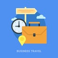 Business traveling objects set. Royalty Free Stock Photo