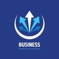 Business trend concept logo design. Development marketing creative sign. Arrows direction strategy symbol. Vector illustration.