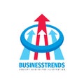 Business trend vector logo design. Abstract arrows concept sign. Financial development creative symbol.