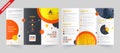 Business Tri-Fold Brochure, Template or Leaflet Design in Front and Back Page. Royalty Free Stock Photo