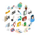 Business trip icons set, isometric style Royalty Free Stock Photo
