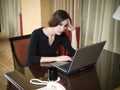 Business trip - working late frustration Royalty Free Stock Photo