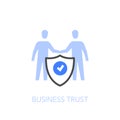 Business trust symbol with two people and safety shield