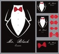 Business tuxedo background with a red bow tie Royalty Free Stock Photo
