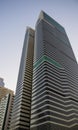 Business twin towers along main road of Dubai, known as Sheikh Zayed road. UAE Royalty Free Stock Photo