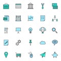 Business universal filled outline icons set