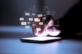 Business using smartphone,with email icon,email inbox electronic communication graphics concept Royalty Free Stock Photo