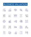 Business valuation line icons signs set. Design collection of Valuation, Business, Asset, Liability, Cashflow, Equity