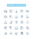 Business valuation vector line icons set. Valuation, Business, Analysis, Asset, Price, Market, Equity illustration