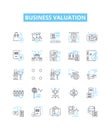 Business valuation vector line icons set. Valuation, Business, Analysis, Asset, Price, Market, Equity illustration