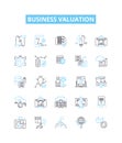 Business valuation vector line icons set. Valuation, Business, Analysis, Asset, Price, Market, Equity illustration