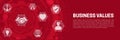 Business Values Abstract Banner Background with Icons