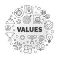 Business Values vector round minimal outline illustration