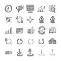 Business vector doodle icons set. Drawing sketch illustration hand drawn line eps10 Royalty Free Stock Photo