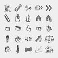Business vector doodle icons set. Drawing sketch illustration hand drawn line eps10 Royalty Free Stock Photo