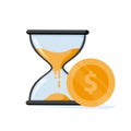 Business vector icon. Financial invest fund, revenue increase, income growth, budget plan concept. Hourglass and coin.