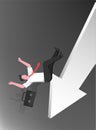 Business vector illustration of a businessman falling with down arrow. Failure, bankruptcy, debt, risk in business concept Royalty Free Stock Photo