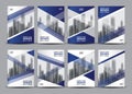 Business vector set, Brochure template layout, Blue cover design Royalty Free Stock Photo