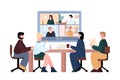 Business video conference with people cartoon vector illustration isolated. Royalty Free Stock Photo