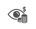 Business vision accounting simple icon. Financial eye sign. Vector
