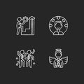 Business vision chalk white icons set on black background Royalty Free Stock Photo