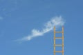 Business vision development start up and idea concept. Ladder of success leading to a cloud in the blue sky.Large copy space.