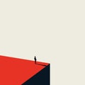 Business vision and opportunity vector concept in minimalist art style. Businessman standing on the edge of cliff