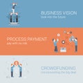 Business vision payment crowdfunding concept flat icons banners